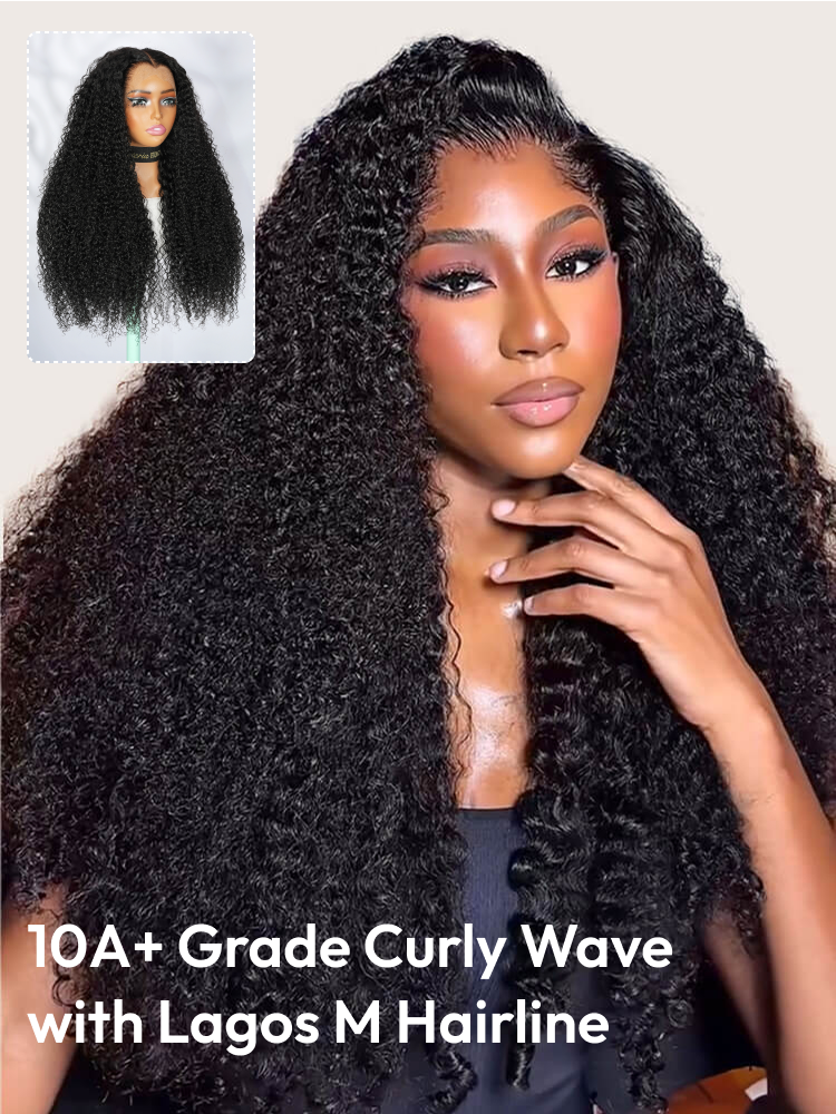 Super Double Drawn Human Hair Wig Curly Wave