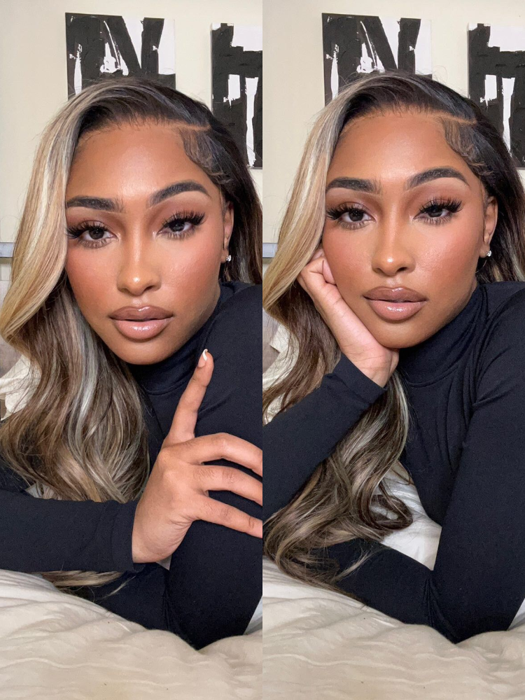 Brown Blonde Mixed Balayage Lace Front Wig Pre-plucked Super Natural