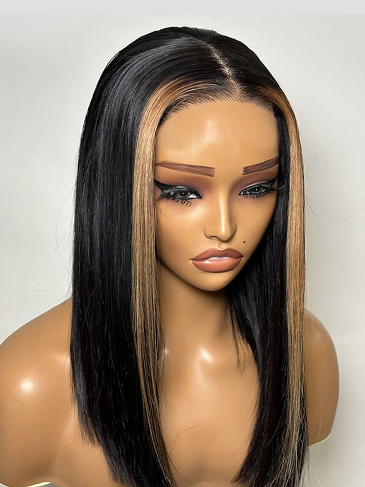 Short human hair lace front wig