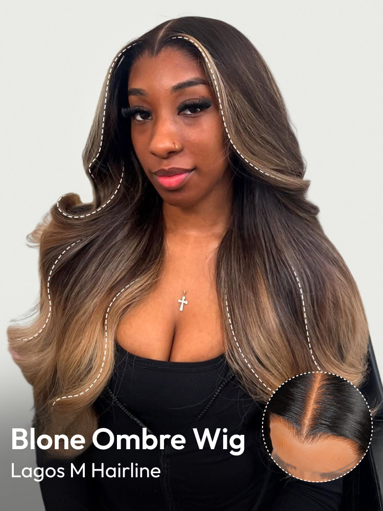 Ombre Highlight Blonde Body Wave 250% Density Wig 13x6 Lace Deep Part Human Hair Wigs