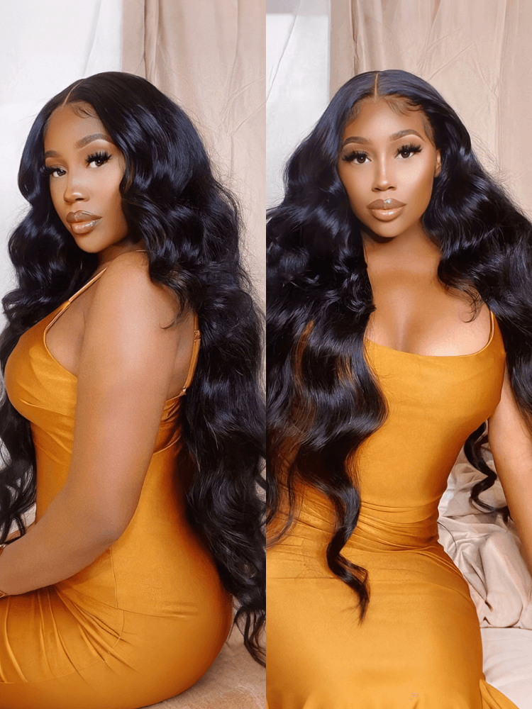 14-36In Body Wave Human Hair Transparent Lace Front Wigs