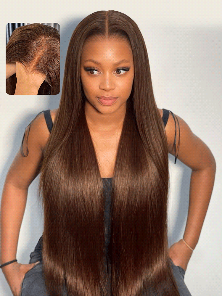 Dark Brown HD Lace Front Wig Straight Loose Body Curly Lace Front Wig