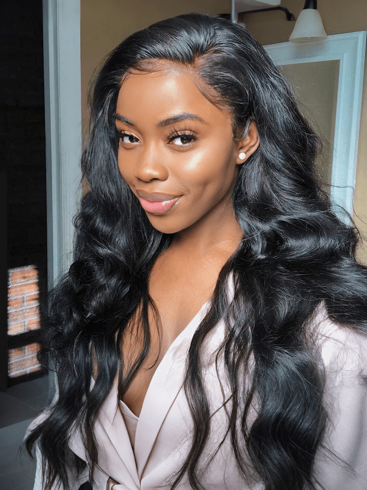 16-36In Long Wigs Body Wave Human Hair Lace Front Wigs 