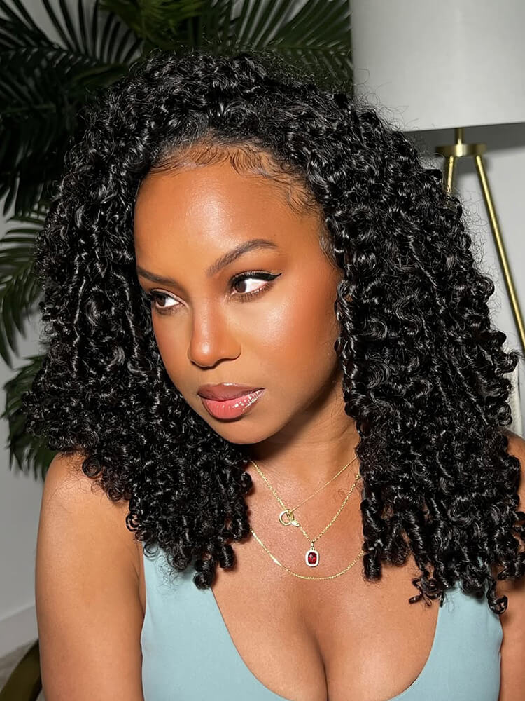 V part human hair wig