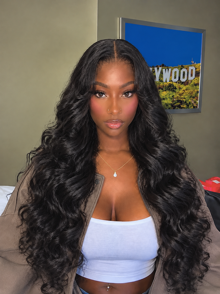 Glueless Ocean Wave Wig HD Lace Ready To Go Wig With Curtain Bangs