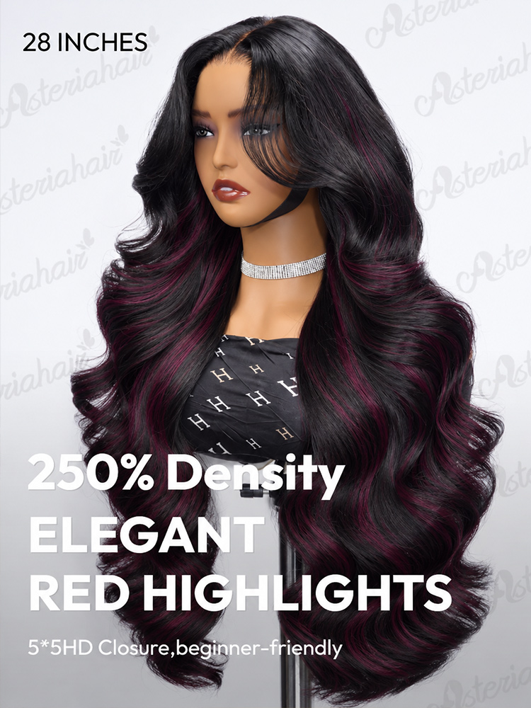 Elegant Red Highlight Hair