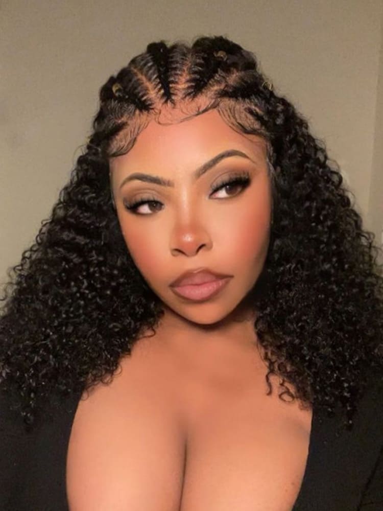 Braid Wigs Curly Human Hair 13X4 Lace Front Wigs With Braids Hairstyles