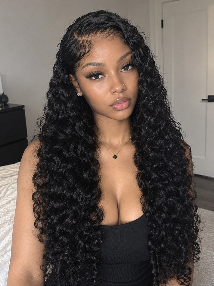 Raw Indian Curly Human Hair Wig Glueless HD Lace Wig With Baby Hair