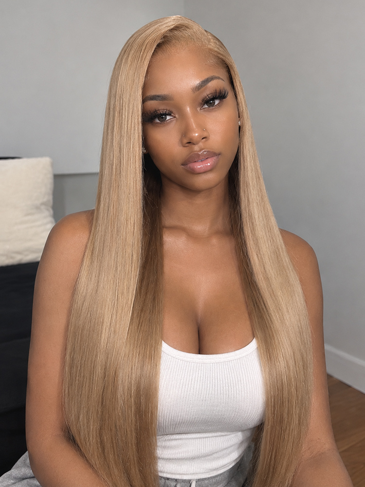 Highlighted Blonde Wig Side Part Straight Lace Front Wig Ready To Go