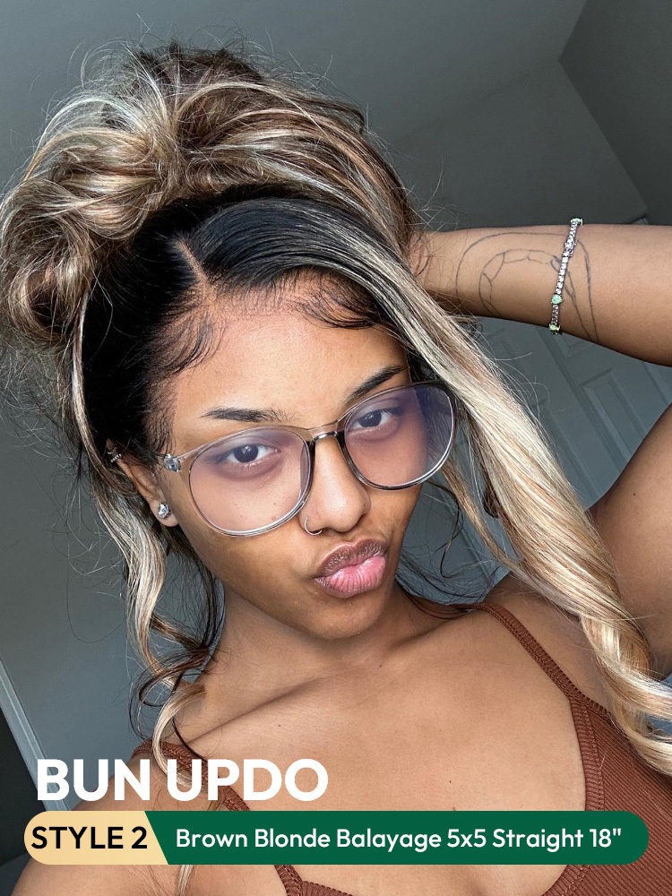 Brown Blonde Balayage 5x5 Straight 18inch