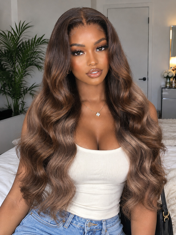 Taupe Brown Lace Front Wig  Body Wave Ready To Go Human Hair Wig