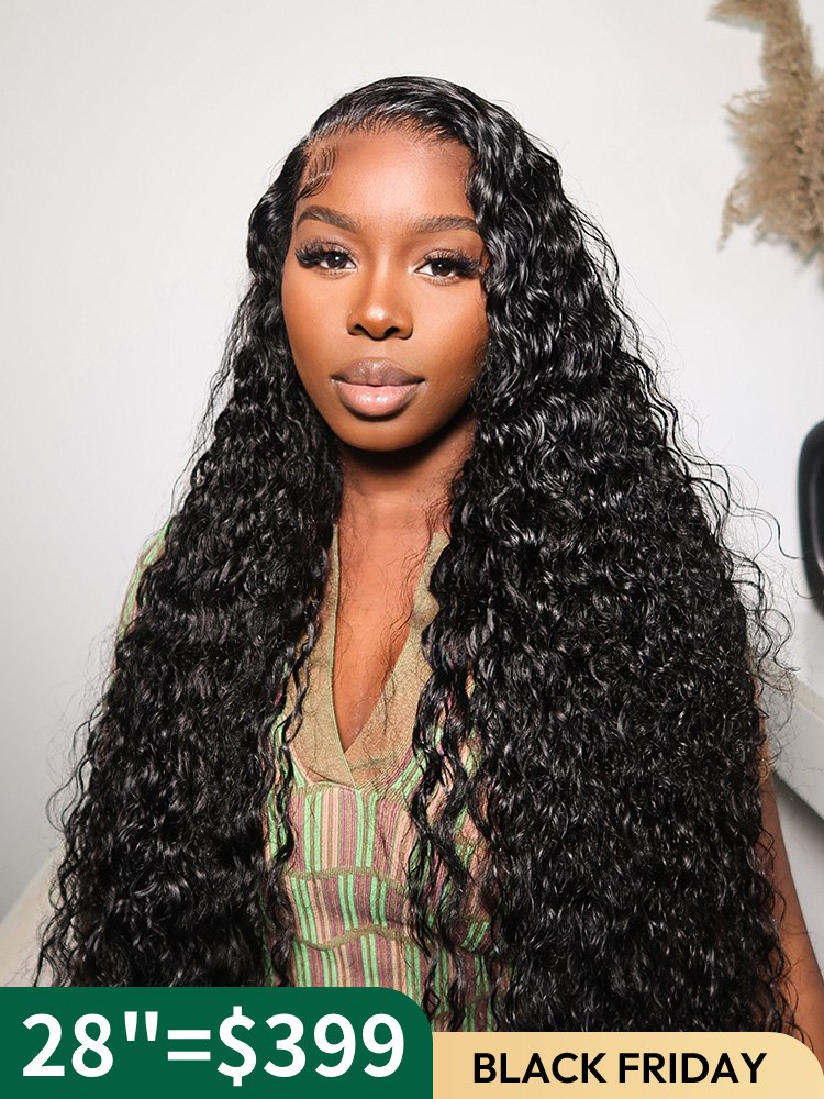 14-36in Water Wave Human Hair HD Invisible Lace Front Wigs 