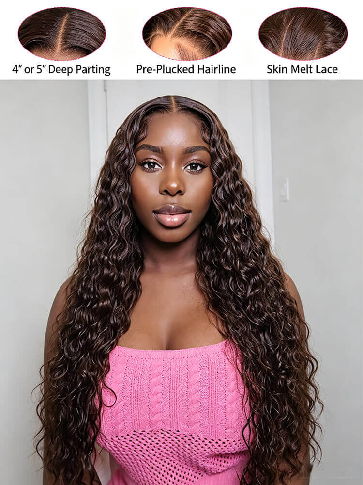 Brown Water Wave Lace Front Wigs