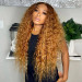 Ready To Go Wig- Honey Blonde Human Hair Wig With Dark Roots Glueless Deep Wave Wig