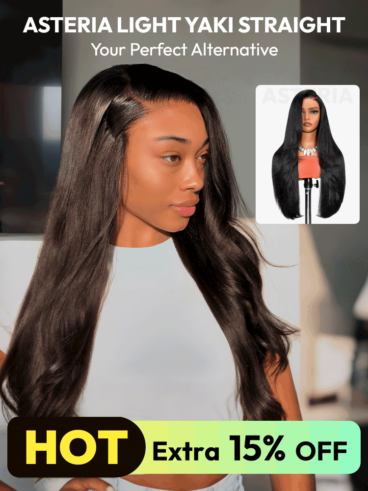 Light Yaki Straight Glueless LayerCut Wig - Silk Press C Part Pre bleached Wigs