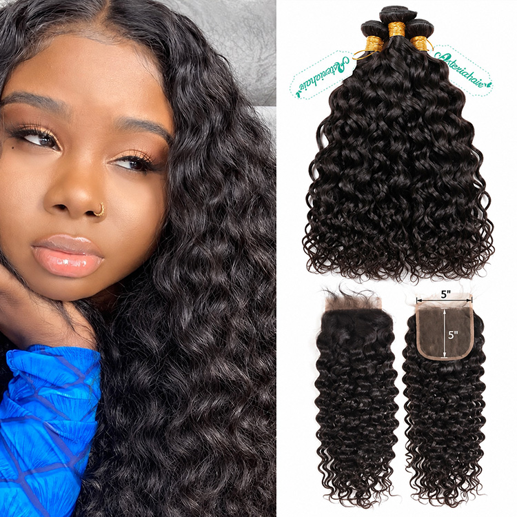 Ivy Water Wave Bundles With Closure 5x5